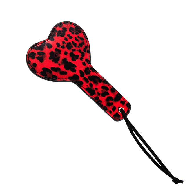 Paleta Corazón Leopardo Rojo